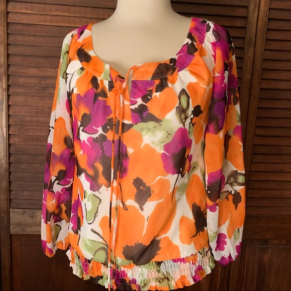 Cato womens size medium floral top orange purple green - Picture 5 of 7